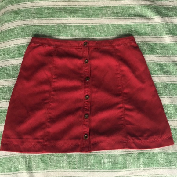 Maroon Button Up Skirt - Picture 1 of 7